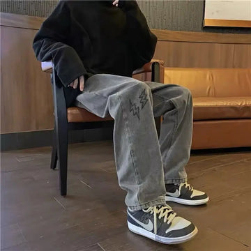 Aidase Wide Leg Cargo Pants American Hiphop Jeans Men's Retro Smoke Gray y2k Pants Man Unisex Streetwear Baggy Jeans Korean Clothing aidase-shop